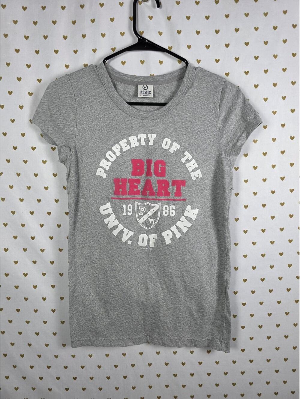 Victorias Secret PINK UNIVERSITY Big Heart Vintage Tee shirt Y2k LARGE